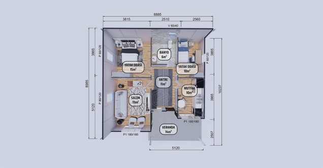 85m² Abant Tek Katlı Prefabrik Ev 