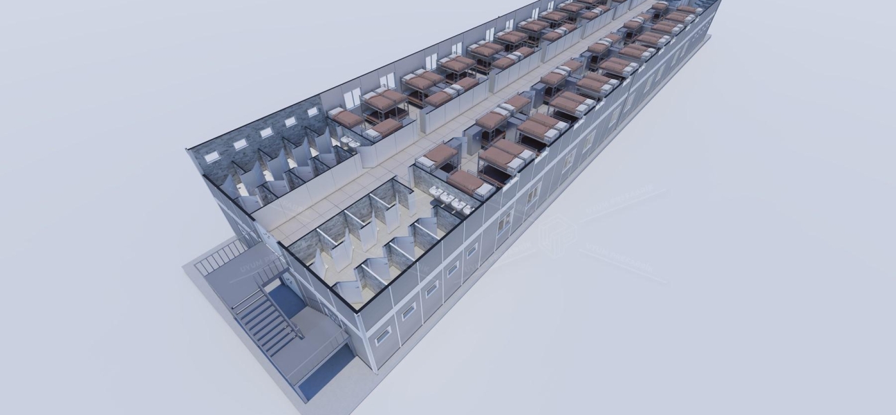 900m² (450+450) Prefabrik Yatakhane Binası