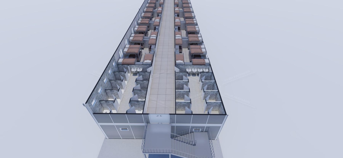 900m² (450+450) Prefabrik Yatakhane Binası