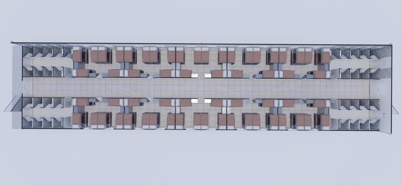 900m² (450+450) Prefabrik Yatakhane Binası