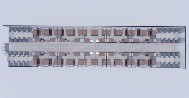 900m² (450+450) Prefabrik Yatakhane Binası