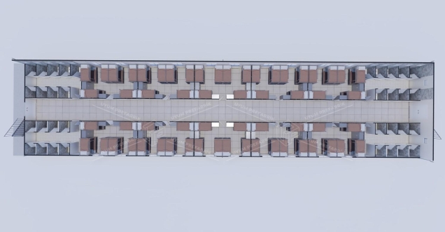 900m² (450+450) Prefabrik Yatakhane Binası