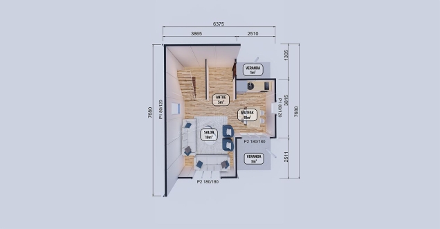 90m² Beyazsu İki Katlı Prefabrik Ev