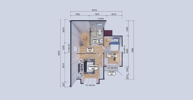 90m² Beyazsu Two-Storey Prefabricated House