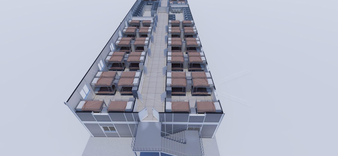 925m² (462,5+462,5) Prefabricated Dormitory Building