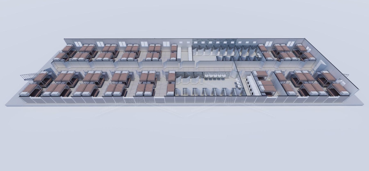 925m² (462,5+462,5) Prefabrik Yatakhane Binası