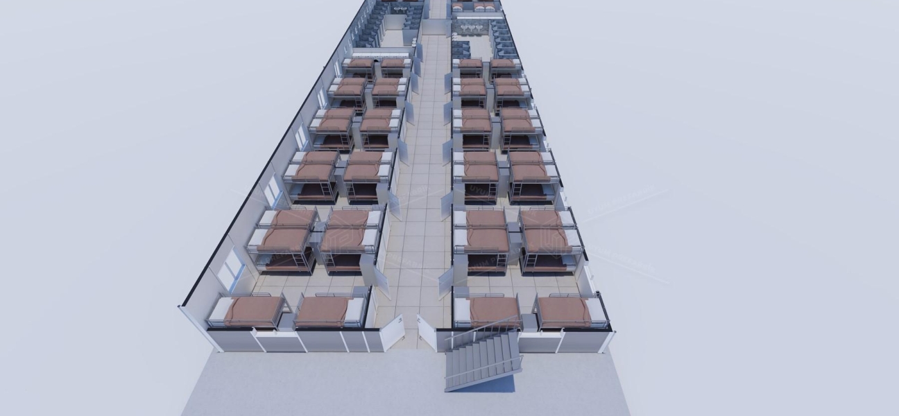 925m² (462,5+462,5) Prefabrik Yatakhane Binası