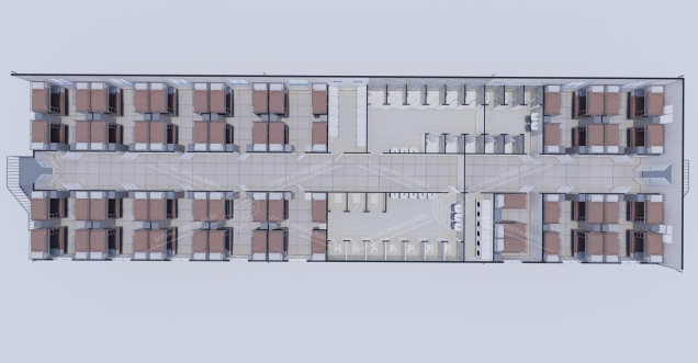 925m² (462,5+462,5) Prefabrik Yatakhane Binası