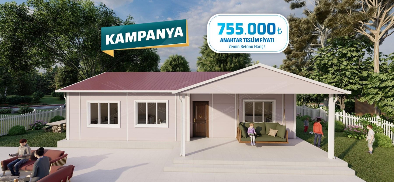 Kampanyalı 103m² Tek Katlı Prefabrik Ev
