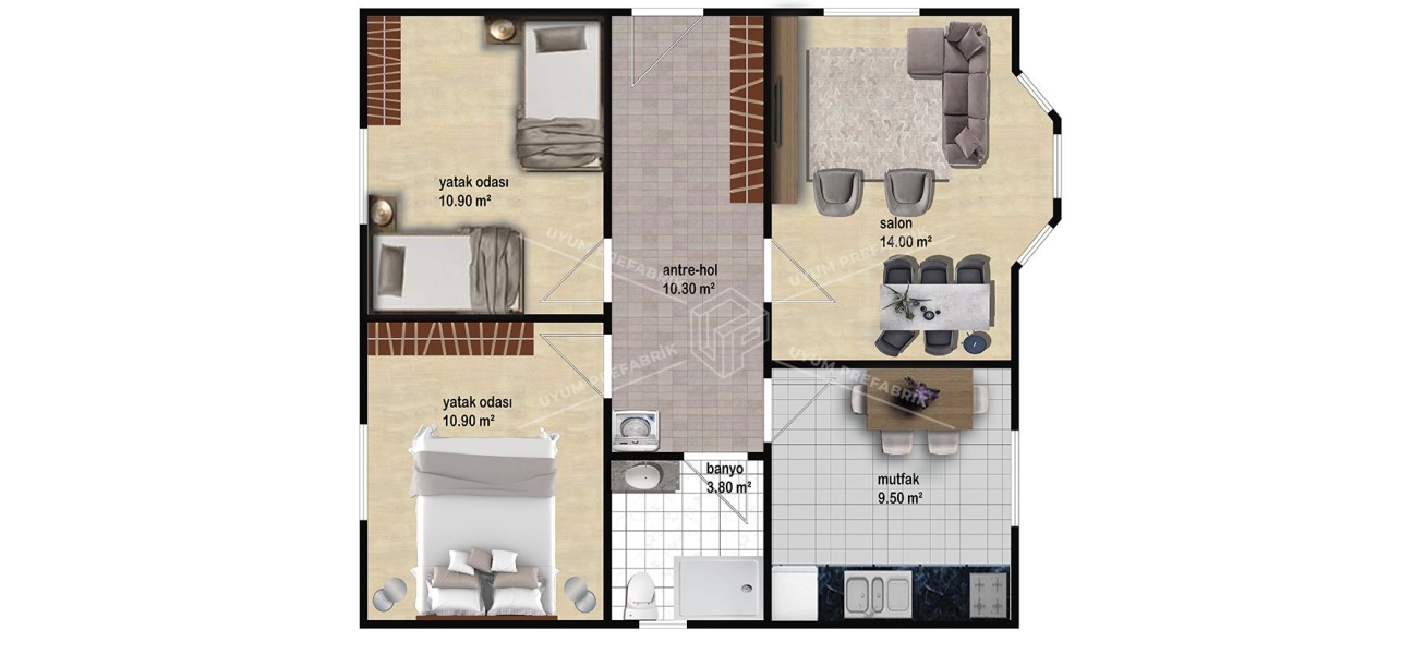 UP200 Selemen 64m² Single-Storey Steel House