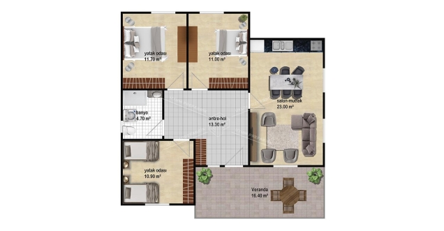 UP203 Beyşehir 100m² Tek Katlı Çelik Ev 