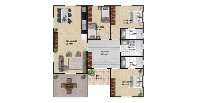 UP204 Side 105m² Tek Katlı Çelik Ev