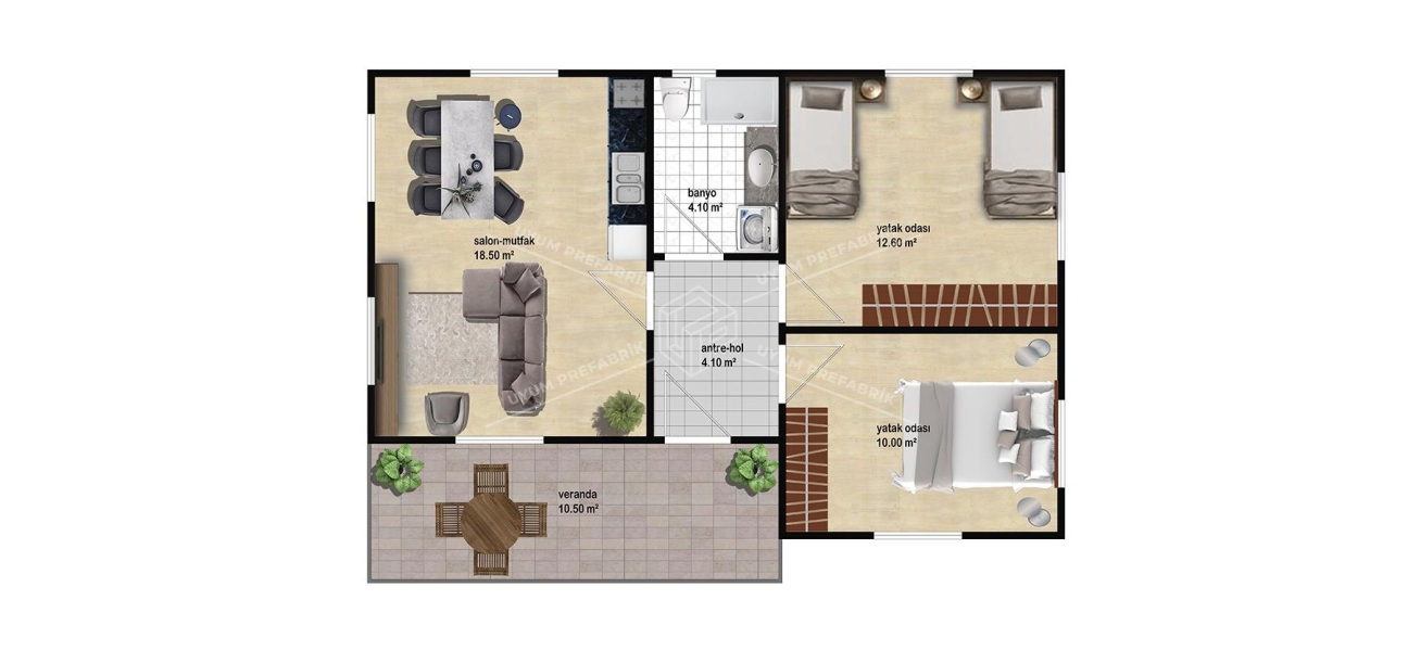 UP207 Manyas 60m² Tek Katlı Çelik 