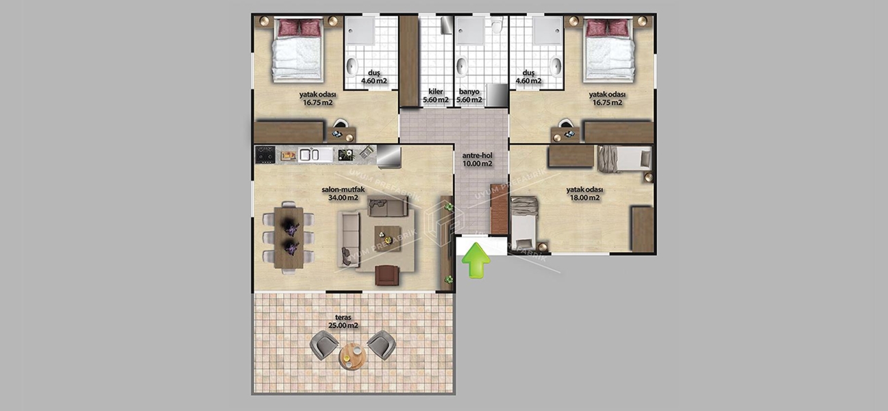 UP208 Fethiye 171m² Single-Storey Steel House