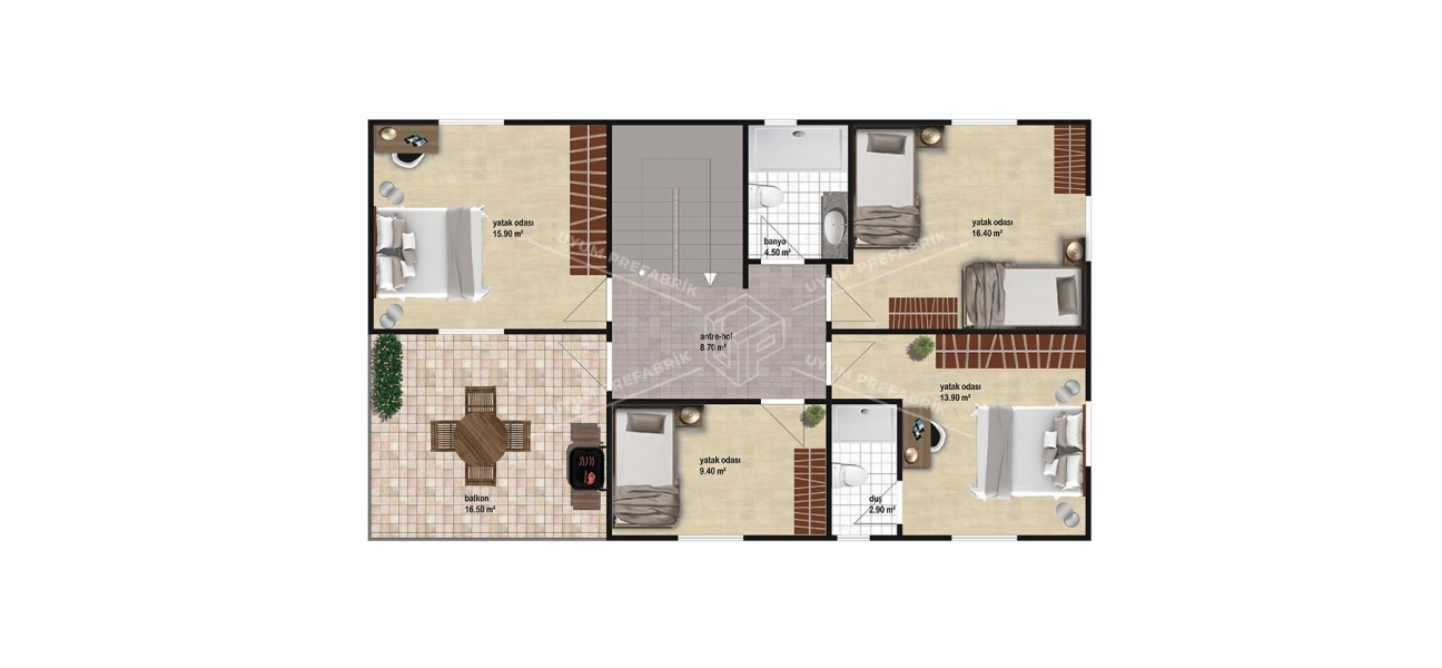 UP209 KÜMBET 205m² Çift Katlı Çelik Ev