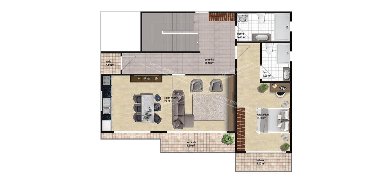 UP210 SANTA 221m² Çift Katlı Çelik Ev