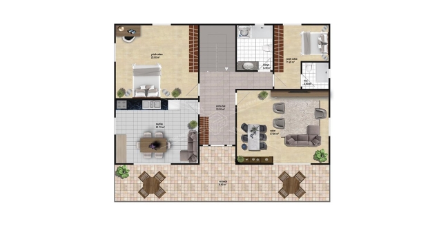 UP211 DÖRT MEVSİM 321m² Çift Katlı Çelik Ev